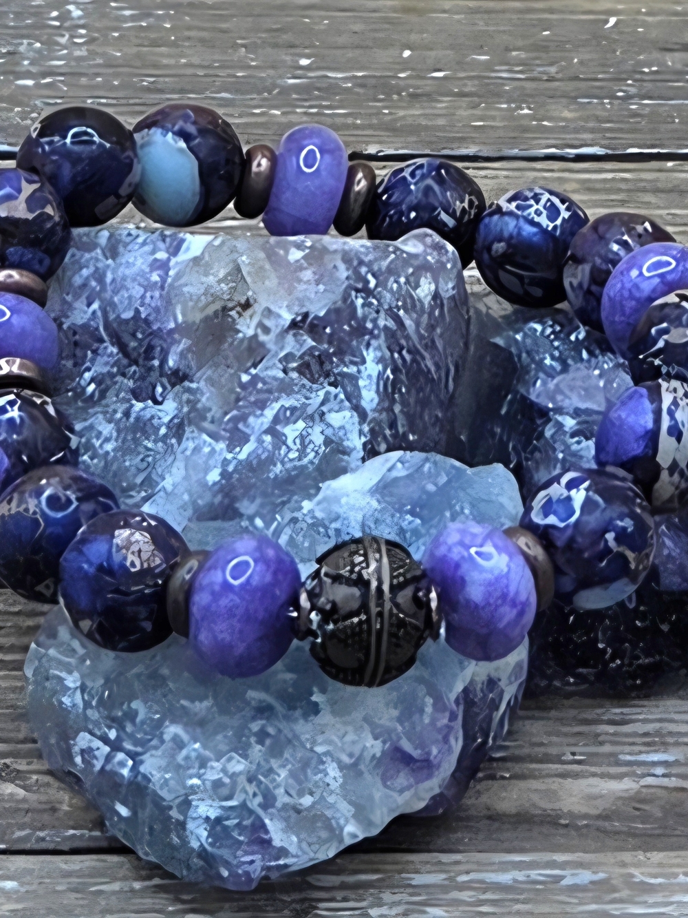 Purple Imperial Jasper, Charoite and Copper Beaded Bracelet